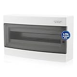 Intratec Centralino da Incasso Esterno 1 Fila – IP40 Quadro Elettrico per 18 Moduli con Porta Trasparente per Facile Installazione in Casa e in Ambienti Professionali – 236 x 396 x 112 mm