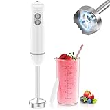 Bonsenkitchen Frullatore a Immersione 2 in 1, 1000 W, Frullatore in acciaio inox, 2 Velocità, con Misurino da 700 ml con Coperchio, per Pappe, Zuppe, Frullati, Puree