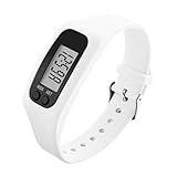 Tomedeks Contapassi da tasca Orologio Contapassi da Polso senza Bluetooth senza APP Pedometro Orologio Fitness Tracker Semplice KM Distanza Impermeabile（Bianco）