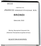 Batteria per Brondi Amico Smarphone XS, caratteristiche e prestazioni pari all'originale, 2200mAH.