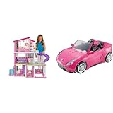 Barbie Casa dei Sogni Casa a 3 Piani con 8 Stanze Ascensore e Piscina con Scivolo & DVX59 Cabrio Glamour Auto Due Posti Con Dettagli Realistici, Rosa, 35.2 x 17.78 x 13.31 cm
