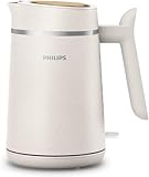 Philips Bollitore Elettrico Eco Conscious Edition, 1,7 L, 2200 W, Plastica Bio-Based al 100%, Spegnimento Automatico, Base Girevole a 360°, Indicatore Luminoso, Colore Bianco Seta (HD9365/10)