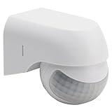 Greluma 1 pezzo Sensore di movimento PIR a infrarossi impermeabile IP44 per interni/esterni, raggio di rilevamento fino a 12 m a 180°, AC 220-240V colore bianco