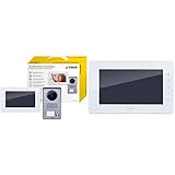 Vimar K40910 Kit Videocitofono Monofamiliare da Parete, Grigio la Targa e Bianco Il Monitor & K40912 Monitor Supplementare per Kit Videocitofonico con Alimentatore Multispina, Bianco