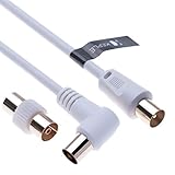Keple Cavo Coassiale TV per Trasmissione Segnali HD Televisori Ricevitori Video Audio TV VCR DVD Satellitari Digitale, M MASCHIO – M MASCHIO Adattatore Connettore Coaxial Cable 10 m (Bianco angolato)