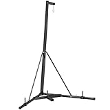 SPORTNOW Supporto Sacco da Boxe Regolabile in Altezza e Autoportante, Sostegno con Base Triangolare e Supporto per Pesi, Max 60kg, 170x90x182-225 cm, Nero