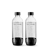 Sodastream Classic - 2 bottiglie d’acqua lavabili in lavastoviglie, capacità 1 litro, bottiglie per la gasatura compatibili con Gaia, Terra, Art ed Enso, ecologiche, colore nero.