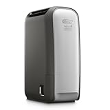 De'Longhi Tasciugo AriaDry Light - Deumidificatore Casa Portatile, Tecnologia Zeolite e Ionizzatore, 7.5L/Giorno, Asciugabiancheria, Antimuffa, Silenzioso, Funzione Swing, Timer, Grigio (DNS80)