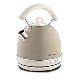 Ariete Bollitore Vintage 2877, Bollitore Elettrico con Livello Acqua Visibile, Base Cordless 360°, Spegnimento Automatico, Impugnatura Ergonomica, Capacità 1,7 L, Acciaio Inossidabile, 2000W, Beige