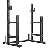 SPORTNOW Supporto Bilanciere Design a Doppio, Squat Rack Altezza Regolabile con Portadischi e Barre di Supporto, Rack Bilanciere Multifunzione per Palestra Casa Ufficio, Max 300 KG, Nero