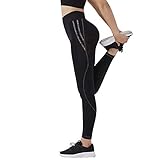 GoVIA Leggins Sportivi Donna Leggings Fitness Allenamento Vita Alta Yoga Palestra Pantaloni Opaco Stampati con Tasca Push-up 4111 Grigio M/L