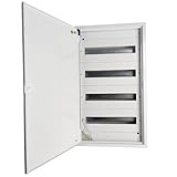 Doktorvolt Scatola di Distribuzione a Parete, Alloggiamento in Metallo, 72 Moduli, 4 File Con Porta, Bianco, IP30, IK07, per Installazione in Casa