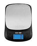 CAMRY Bilancia da Cucina Ultra Sottile Bilancia Digitale per Alimenti per Cottura al Forno Tara e Display LCD retroilluminato capacità 5 kg - Nero/Acciaio Inossidabile