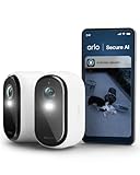 Arlo Essential 3 HD, videocamera WiFi esterna, batteria 6 mesi, visione notturna a colori, luce, sirena, audio bidirezionale, 2 camere bianche