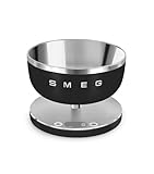 Smeg, Bilancia da Cucina Digitale KSC01BLMWW, Ciotola in Acciao Inox Removibile, Quattro Unità di Misura g/ml e lb.oz/fl.oz, con Funzione Tara, Portata Massima 5kg, Nero