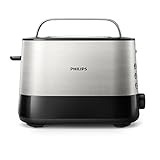 Philips Viva Collection Tostapane – 2 Ampi Alloggiamenti per Fette Spesse o Sottili, Griglia Scaldapanini Integrata, 7 Livelli di Doratura, Vassoio Raccoglibriciole (HD2637/90)