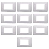 CONFEZIONE DA 10 PLACCHE IN TECNOPOLIMERO, COMPATIBILE CON VIMAR PLANA, 3 MODULI/POSTI, COLORE BIANCO, ALTA QUALITA', DESIGN ELEGANTE E MODERNO, PER INTERRUTTORI/PRESE, SERIE CIVILE
