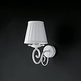 Generico Lampada da parete applique in ferro battuto bianco shabby chic con paralume 1 luce bon-219