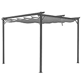 Hortan Gazebo Pergola 3 x 4 Metri Con Telo Impermeabile Richiudibile E Struttura Rettangolare In Acciaio Inossidabile Ad Alta Densità, Per Arredo Giardino, Terrazzo e Attività Commerciale