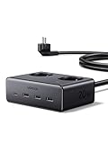 UGREEN Ciabatta Multipresa Tipo C 6 in 1 con USB C 20W Carica Rapida, Presa Multipla Salvaspazio con La Spina 2 AC Tipo C 3680W, Cavo 1.5M e Interruttore Individuale per Famiglia, Ufficio, Viaggio