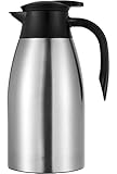 Webao 2 Litre Caraffa Termica in Acciaio Inox, Brocca Isolante a Doppia Parete per il Caffè, Tè e altre Bevande Calde e Fredde, Argento