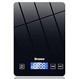 Drcowu Bilancia da Cucina, Bilancia Cucina Digitale 15kg, alta Precisione 1 g Pesa Alimenti, Funzione Tare, Grande Display LCD, Bilance impermeabile Varie Unità in Grammi e Once, Pulsante touch
