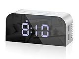 Vinabo Sveglia da Comodino Digitale Alimentata a Batteria, con 2 Porte USB di Ricarica, Radiosveglia Moderna, Orologio da Tavolo con 2 Livelli di Luminosità per Camera da Letto