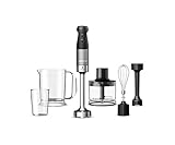Kenwood Triblade XL Pro HBM80.322BK, Minipimer con Sistema Triblade, Velocità Variabile + Turbo, Asta in Acciaio Inox, Tritatutto da 500ml, Frusta, Emulsionatore, Bicchieri 700 e 250 ml, 1200W, Nero