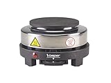 BEPER P101PIA003 Fornello Elettrico Piccolo in Ghisa/Acciaio Inossidabile, 5 Livelli di Cottura, Fornelletto Elettrico Portatile, Fornello da Campeggio con Piastra da 10 cm, 500W