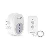 TESSAN Presa con Telecomando, Prese con Interruttore, Portata 30 M, Spina con Telecomando per Luci a Stringa da Interno, Lampade, Presa Wireless Italiana 16A per Elettrodomestici, 3680W
