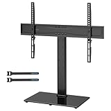 BONTEC Supporto TV da Tavolo per 32'–65', Piedistallo TV Universale per TV LCD/LED/Plasma, Regolabile in Altezza, Base in Vetro Temperato, VESA Max 600x400 mm, Portata Fino a 45 kg