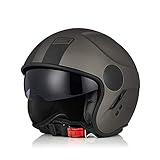ORIGINE Casco Jet Moto Casco Aperto Scooter Omologato ECE con Visiera (BASIC BLACK TITANIUM,M)