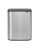 Brabantia Bo Touch Bin – 2 secchi interni da 30 litri (acciaio opaco a prova di impronte digitali) rifiuti e riciclaggio della cucina con scomparti rimovibili + sacchetti per la spazzatura