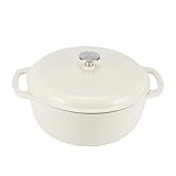 Amazon Basics Rotondo Casseruola “forno olandese” in ghisa smaltata, 5.7 L, Bianco