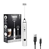 Bialetti Whipper, Regolabile su 3 Livelli, Doppia Frusta, Ricarica USB, Acciaio Inossidabile