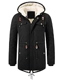 UMIPUBO Giacca Uomo Invernale Giubbotto con Cappuccio Parka Jacket in Pile Caldo Cappotto con Zip Termica Giacche Antivento Giubbino Media Lunga con Tasch (Nero, L)