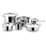 Lagostina Sfiziosa Set di Pentole Induzione, Gas e Forno in Acciaio Inox 18/10, 10 Pezzi, Fondo Lagoseal Plus Triplo Strato, con 4 Casseruole, Pentola, Bollilatte, 4 Coperchi