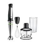Braun MultiQuick 7 - Frullatore a Immersione con Tecnologia SplashControl, ActiveBlade, Selezione di Velocità Precisa, Tritatutto 500 mL, Frusta, Bicchiere 600 mL, 1000W, Nero (MQ7035X)