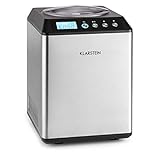 Klarstein Vanilla Sky - Macchina per Gelato, Funzione di Raffreddamento, Timer, 30-40 min, Display LED, Facile da Pulire, Acciaio Inox, Cucchiaio, 250 Watt, Capacità: 2,5 Litri, Argento