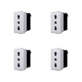 Elektronova Presa bipasso compatibile Bticino Matix 2P+T 10/16A colore bianco - Confezione 4 pezzi