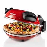 Ariete Forno Pizza 909, Pizza 4' Minuti, Forno per Pizza con 5 Livelli di Cottura, Piastra Refrattaria per Riscaldare, Pale in Legno Incluse, Temperatura Max 400°C, 1200W, Rosso