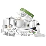 Sencor impastatrice planetaria, Robot da cucina multifunzione Potente, Motore da 1200W, con Illuminazione LED, 6 Velocità, Pulsante e 2 programmi NutriSmart, Kit Accessori Completo - Verde 3780