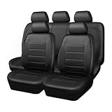 Mulcort 9 Pezzi di Sedile in Pelle PU Copertine di Sedili Airbag Compatibile Easy Installazione Easy Fit Fit Ottimo per gli Adattamenti Estivi per L'inverno (Nero)