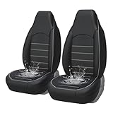 AUTOYOUTH Coprisedili Anteriori Auto Universali Pelle PU | Compatibile con Airbag Laterale | Set Copri-Sedile Universale per Guidatore e Passeggero, (Nero/Grigio