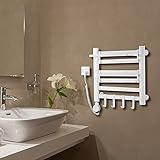 Ledph Scalda Salviette da Bagno Elettrico, Termoarredo Bagno Interasse 50 Moderno, Scaldasalviette Elettrico con Termostato Programmabile, Radiatori Orizzontali Attacco a Parete,Bianca,S