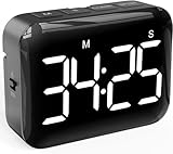 NOKLEAD Digitale Timer da Cucina: cronometro con conto alla rovescia magnetico con ampio display a LED, volume e luminosità regolabili, facile da usare per bambini anziani (batterie incluse) (nero)