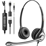 Wantek Cuffie con microfono USB 3,5 mm Jack Tipo C Adattatore Professioanl Cuffie con Cancelling Mic per Call Center Business Online Chat Corsi PC Smartphone MacBook