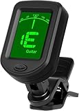 AMFUN Accordatore Chitarra, Elettronico Tuner a Clip con DSchermo LCD 360° Rotazione, Accordatore Chitarra Acustica Clip On per Chitarra, Basso