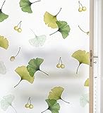 Pellicola per vetri anti sguardo Motivo foglia verde bianco White Smerigliata per Finestre Vetri-Autoadesive Per l'ufficio del bagno pellicole decorative per vetri 90x200 cm