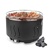 Barbecue a Carbonella Senza Fumo, Barbecue Portatile, Ventilatore a Batteria e Mirco, Tempo di Riscaldamento di 3 Minuti, per Balcone, Campeggio, Eccellente Controllo Della Temperatura